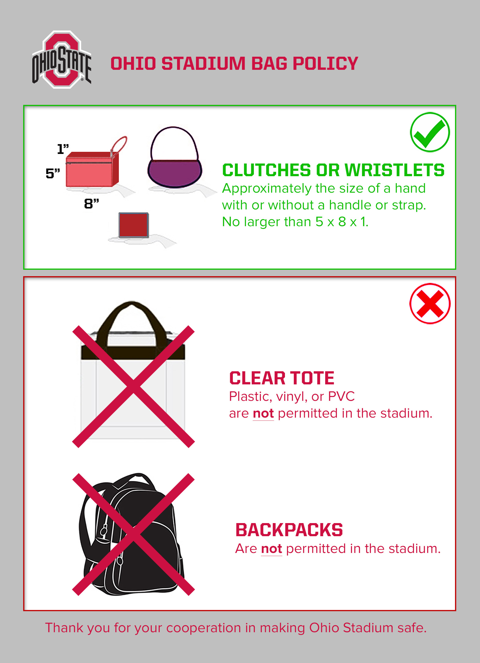 Ohio Stadium changes 'No bag' policy, extends alcohol sales